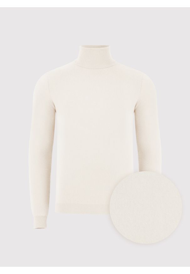 Pako Lorente - PAKO LORENTE - Biały gładki golf męski. Typ kołnierza: golf. Kolor: niebieski, biały, zielony. Materiał: poliamid, bawełna, elastan. Wzór: gładki. Sezon: jesień