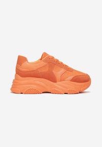 Born2be - Pomarańczowe Sznurowane Sneakersy na Grubej Podeszwie ze Żłobieniami Dangray. Kolor: pomarańczowy #6