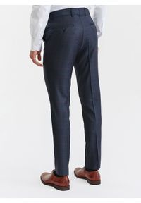 Pako Lorente - PAKO LORENTE – Granatowe spodnie garniturowe w bordową kratę Windowpane. Kolor: czerwony, niebieski, wielokolorowy. Materiał: poliester, wełna, elastan #7