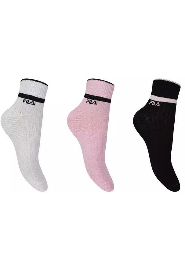 Fila 3-pack damskie skarpety quarter Biały/Czarny/Różowy 35-38. Kolor: czarny, różowy, wielokolorowy. Sport: kolarstwo