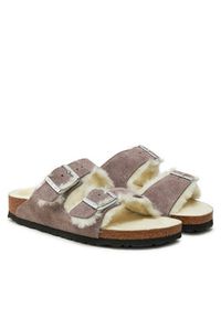 Birkenstock Klapki Arizona Shearling Leve 1028062 Fioletowy. Kolor: fioletowy. Materiał: skóra, zamsz