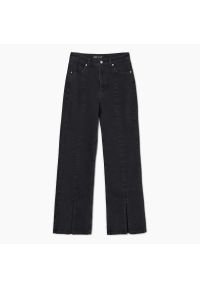 Cropp - Czarne jeansy straight z rozcięciem - Czarny. Kolor: czarny