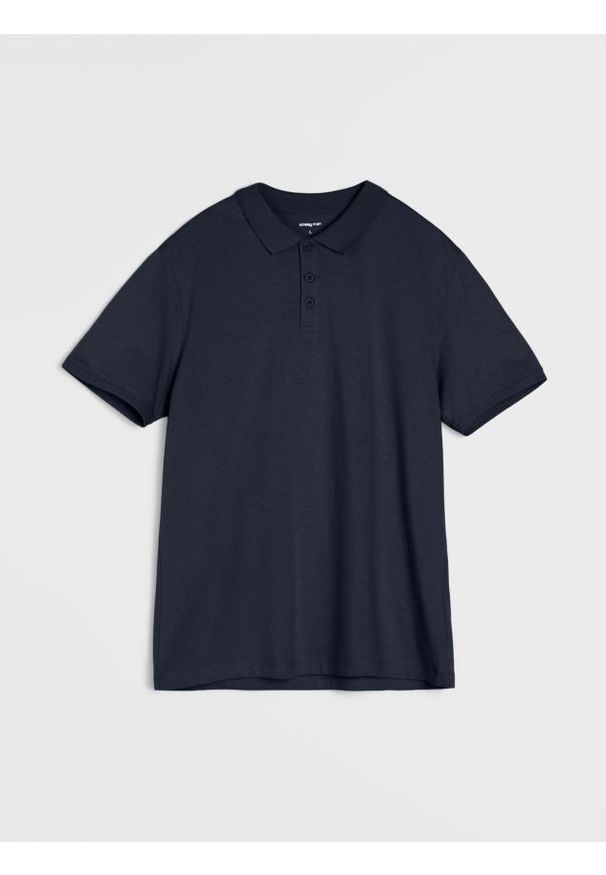 Sinsay - Bawełniane polo - granatowy. Typ kołnierza: polo. Kolor: niebieski. Materiał: bawełna