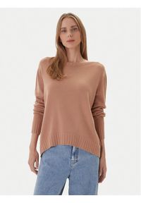 Kontatto Sweter 3M0808C Beżowy Relaxed Fit. Kolor: beżowy. Materiał: syntetyk