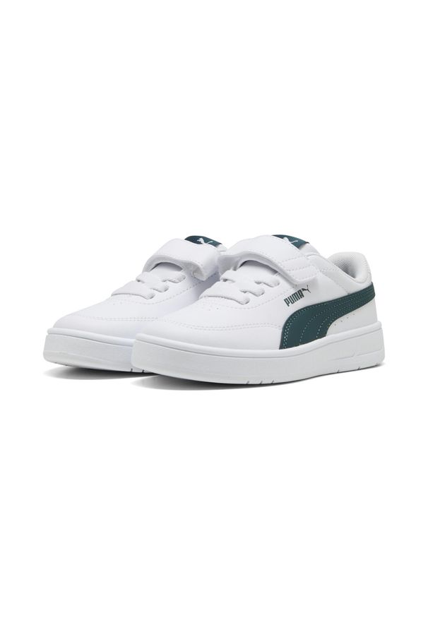 Puma - Dziecięce sneakersy Court Classic Clean PUMA White Green Terrain. Kolor: zielony, biały, wielokolorowy. Sport: turystyka piesza