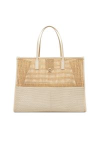 TOMMY HILFIGER - Tommy Hilfiger Torebka Th City Summer Tote Woven AW0AW17640 Beżowy. Kolor: beżowy