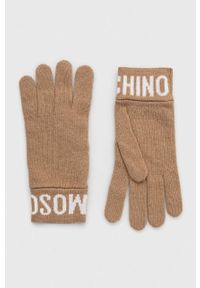 MOSCHINO - Moschino rękawiczki damskie kolor beżowy. Kolor: beżowy