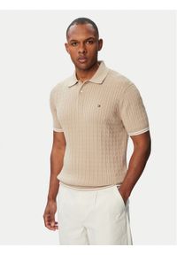 TOMMY HILFIGER - Tommy Hilfiger Polo MW0MW40701 Beżowy jasny Regular Fit. Typ kołnierza: polo. Kolor: beżowy. Materiał: bawełna #1