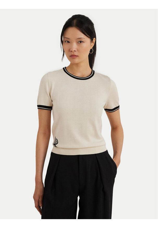 Lauren Ralph Lauren - LAUREN RALPH LAUREN Sweter 200963659001 Écru Relaxed Fit. Materiał: bawełna