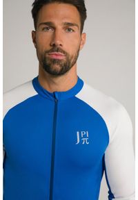 JAY-PI - Męski Kolarski trykot stójka długi rękaw. Typ kołnierza: kołnierzyk stójkowy. Kolekcja: plus size. Kolor: niebieski. Materiał: poliester, materiał. Długość rękawa: długi rękaw. Długość: długie. Sport: kolarstwo