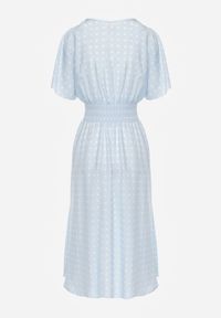 Renee - Jasnoniebieska Bawełniana Sukienka o Rozkloszowanym Fasonie w Kropki Tolimirae. Okazja: na co dzień. Kolor: niebieski. Materiał: bawełna. Długość rękawa: krótki rękaw. Wzór: kropki. Sezon: lato. Typ sukienki: rozkloszowane. Styl: casual #2