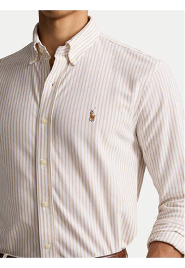 Polo Ralph Lauren Koszula 710934575003 Beżowy Slim Fit. Typ kołnierza: polo. Kolor: beżowy. Materiał: bawełna