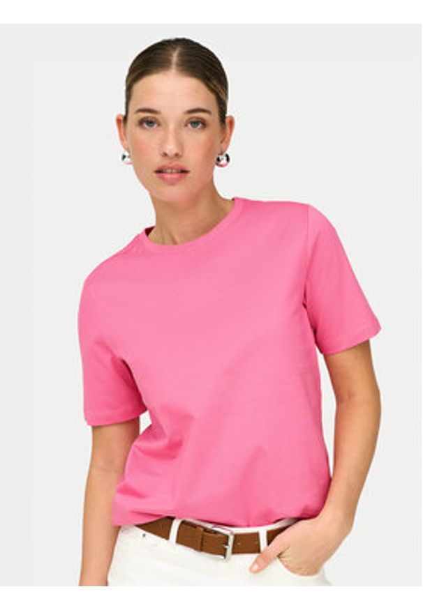only - ONLY T-Shirt Freja 15367970 Różowy Regular Fit. Kolor: różowy. Materiał: bawełna