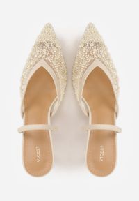 Born2be - Beżowe Czółenka VICES z Siateczki na Szpilce Ozdobione Perełkami i Cekinami Talilody. Okazja: na co dzień. Kolor: beżowy. Wzór: aplikacja. Obcas: na szpilce. Styl: casual, elegancki #6