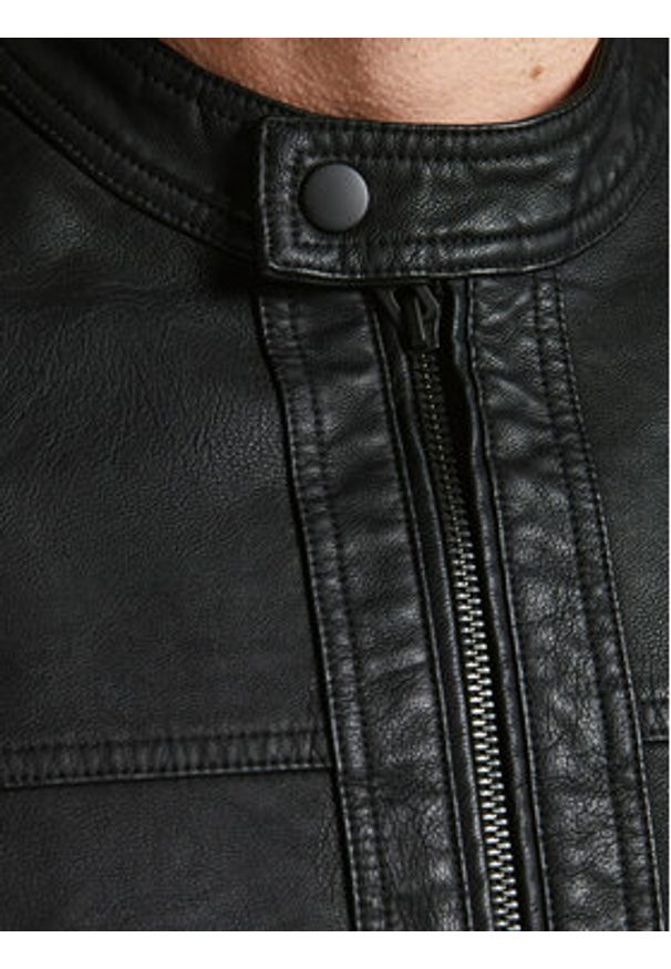 Jack & Jones - Jack&Jones Kurtka z imitacji skóry 12182461 Czarny Regular Fit. Kolor: czarny. Materiał: skóra