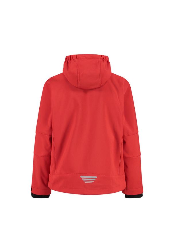 Kurtka z kapturem dla dziecka CMP. Typ kołnierza: kaptur. Kolor: wielokolorowy, czarny, czerwony. Materiał: softshell. Styl: sportowy