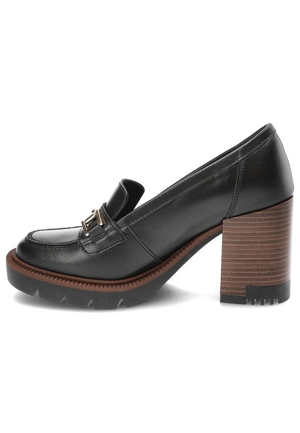 Czarne Półbuty CheBello Eleganckie Skórzane Buty Na Obcasie. Okazja: do pracy, na spotkanie biznesowe. Kolor: czarny. Materiał: skóra. Szerokość cholewki: normalna. Obcas: na obcasie. Styl: elegancki. Wysokość obcasa: średni