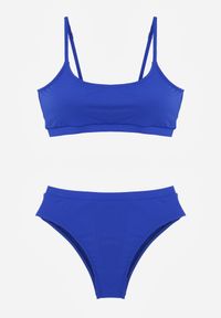 Born2be - Niebieskie Prążkowane Bikini o Klasycznym Kroju z Regulacją Ramiączek Shariesh. Kolekcja: plus size. Kolor: niebieski. Materiał: prążkowany. Długość: długie #4