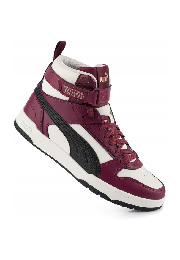 Puma - Męskie sporotwe buty wysokie skórzane PUMA RBD GAME. Kolor: czerwony. Materiał: skóra