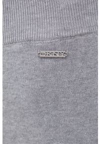 DKNY - Dkny Spódnica kolor szary midi prosta. Okazja: na co dzień. Kolor: szary. Materiał: dzianina. Wzór: gładki. Styl: casual