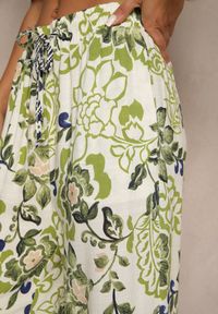 Renee - Zielone Proste Spodnie z Wiskozy z Gumką w Pasie Lissine. Okazja: na co dzień. Kolor: zielony. Materiał: wiskoza. Styl: klasyczny, casual