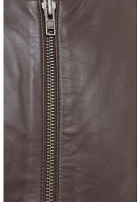 Bruuns Bazaar kurtka bomber skórzana męska kolor brązowy przejściowa. Kolor: brązowy. Materiał: skóra #6