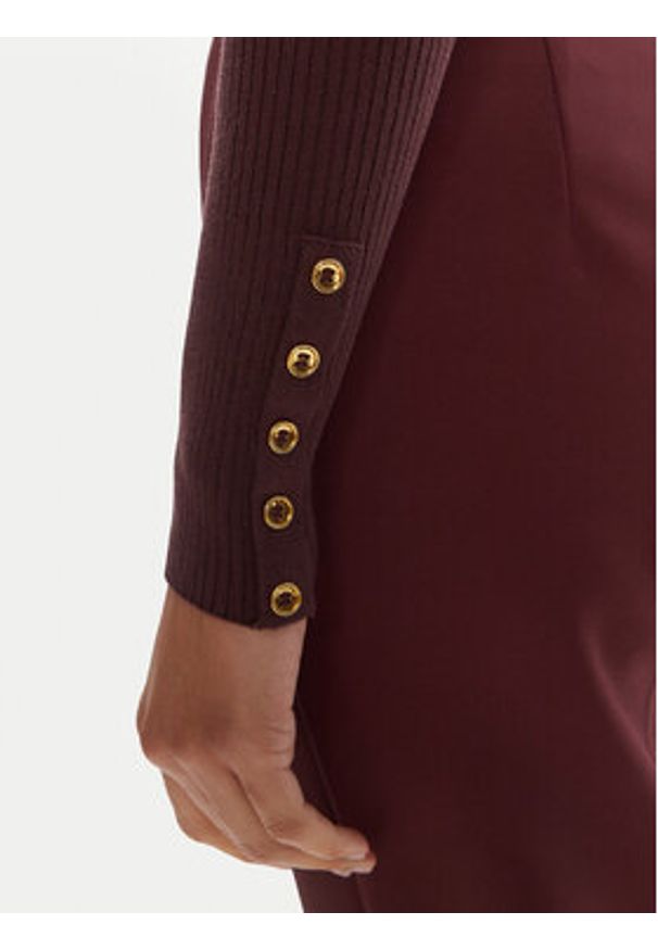 Elisabetta Franchi Golf MK-11B-56E2-V290 Bordowy Slim Fit. Typ kołnierza: golf. Kolor: czerwony. Materiał: syntetyk