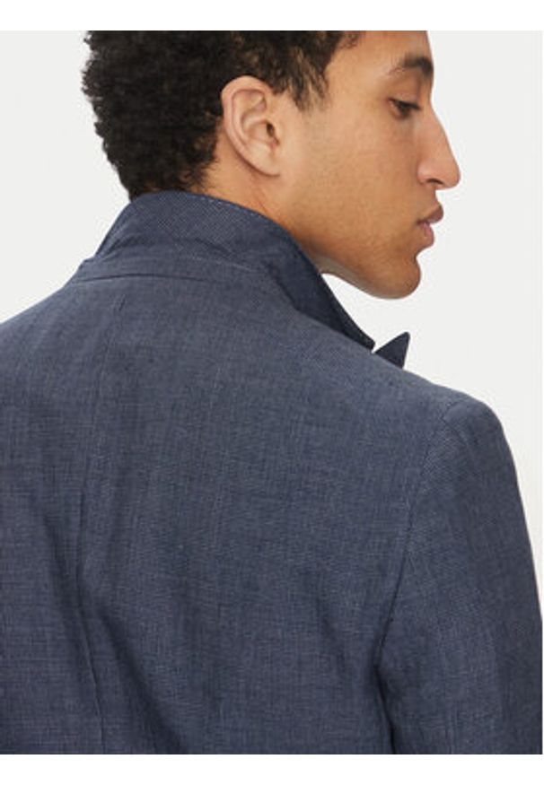 BOSS Garnitur C-Huge-Peak-252 50540764 Granatowy Slim Fit. Kolor: niebieski. Materiał: len, wiskoza