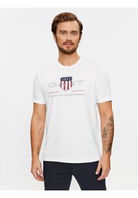 GANT - Gant T-Shirt Reg Archive Shield Ss 2003199 Biały Regular Fit. Kolor: biały. Materiał: bawełna