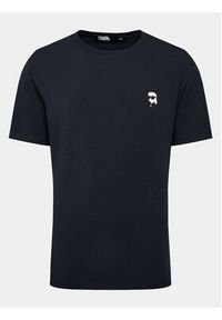 Karl Lagerfeld - KARL LAGERFELD T-Shirt Crewneck 755027 500221 Granatowy Regular Fit. Typ kołnierza: dekolt w karo. Kolor: niebieski. Materiał: bawełna