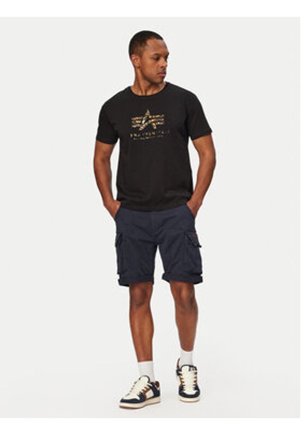 Alpha Industries T-Shirt Basic Effect 100501EP Czarny Regular Fit. Kolor: czarny. Materiał: bawełna