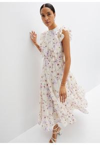 bonprix - Długa sukienka z czystej bawełny. Kolor: beżowy. Materiał: bawełna. Długość: maxi #1