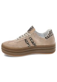 Beżowe Sneakersy Armodo Stylowe Obuwie Damskie Panterka. Okazja: na co dzień, na spacer. Kolor: beżowy. Materiał: zamsz, tkanina. Wzór: motyw zwierzęcy. Styl: elegancki #4