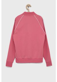 adidas Originals Bluza bawełniana dziecięca H34591 kolor różowy z aplikacją. Okazja: na plażę, na co dzień. Kolor: różowy. Materiał: bawełna. Długość rękawa: raglanowy rękaw. Wzór: aplikacja. Styl: casual #3