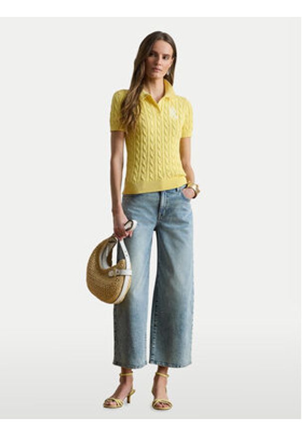 Lauren Ralph Lauren - LAUREN RALPH LAUREN Sweter 200932224017 Żółty jasny Slim Fit. Kolor: żółty. Materiał: bawełna
