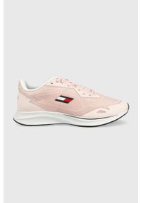 Tommy Sport buty kolor różowy. Nosek buta: okrągły. Zapięcie: sznurówki. Kolor: różowy. Materiał: guma
