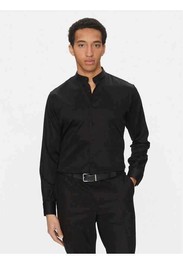 Karl Lagerfeld - KARL LAGERFELD Koszula 605035 552602 Czarny Regular Fit. Typ kołnierza: dekolt w karo. Kolor: czarny. Materiał: bawełna