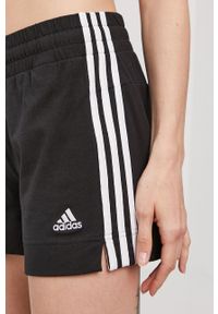 Adidas - adidas Szorty GM5523 damskie kolor czarny gładkie medium waist. Okazja: na co dzień. Kolor: czarny. Wzór: gładki. Styl: casual #3