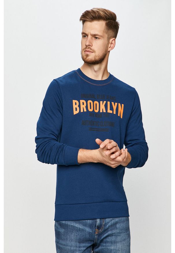 PRODUKT by Jack & Jones - Produkt by Jack & Jones - Bluza bawełniana. Okazja: na co dzień. Typ kołnierza: bez kaptura. Kolor: niebieski. Materiał: bawełna. Wzór: nadruk. Styl: casual