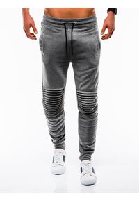 Ombre Clothing - Spodnie męskie dresowe - grafitowe P734 - M. Kolor: szary. Materiał: dresówka #9
