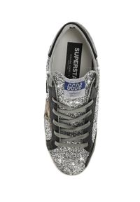 GOLDEN GOOSE - Brokatowe sneakersy Superstar. Kolor: srebrny. Materiał: guma. Wzór: aplikacja #5
