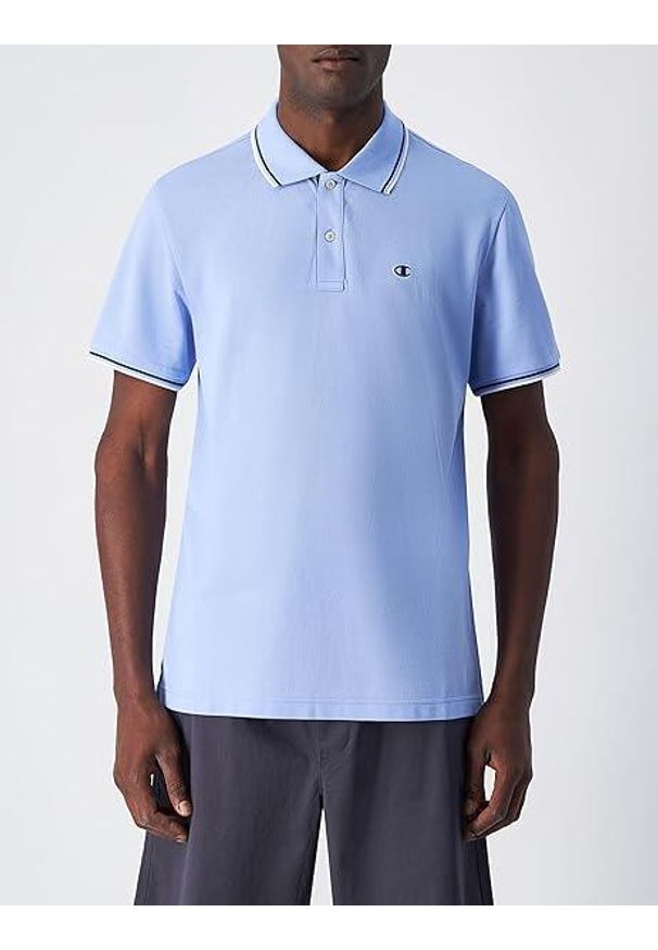 Koszulka męska Champion polo. Okazja: na co dzień. Typ kołnierza: polo. Kolor: niebieski. Styl: casual