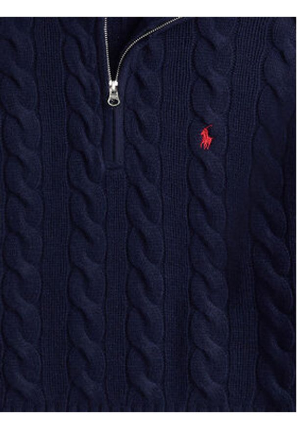 Polo Ralph Lauren Sweter 211972130004 Granatowy Relaxed Fit. Typ kołnierza: polo. Kolor: niebieski. Materiał: wełna