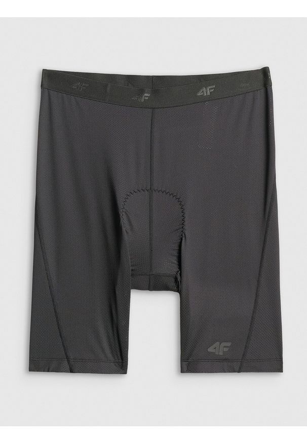 4f - 4F Spodenki kolarskie z żelową wkładką męskie - czarne M. Kolor: czarny. Materiał: włókno, skóra, materiał. Długość: długie. Sport: kolarstwo