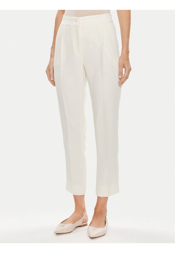 Marella Spodnie materiałowe Izabel 31310511200 Écru Regular Fit. Kolor: kremowy. Materiał: syntetyk