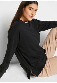 bonprix - Bluza z mieszanki bawełny. Kolor: czarny. Materiał: bawełna