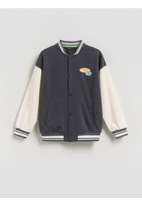 Reserved - Bawełniana bluza bomber - ciemnoszary. Kolor: szary. Materiał: bawełna #1