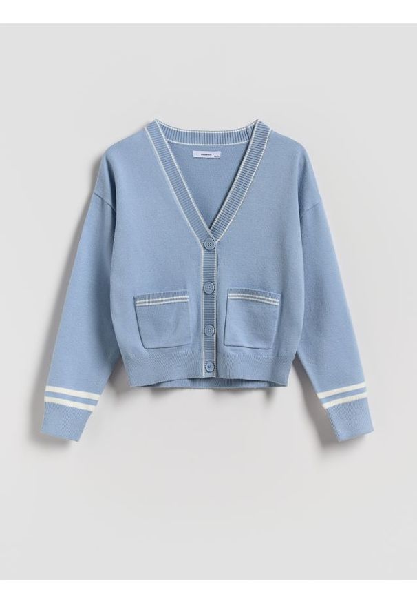 Reserved - Kardigan z wiskozą - jasnoniebieski. Kolor: niebieski. Materiał: wiskoza
