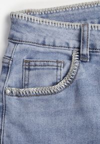 Born2be - Niebieskie Jeansy Szerokie z Wysokim Stanem Ozdobione Przeszyciami Aikaea. Okazja: na co dzień. Stan: podwyższony. Kolor: niebieski. Wzór: aplikacja. Styl: casual, elegancki #5