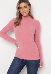 Born2be - Ciemnoróżowy Wełniany Sweter Prążkowany z Długim Włosiem Aryndra. Kolor: różowy. Materiał: wełna, prążkowany. Długość rękawa: długi rękaw. Długość: długie #2